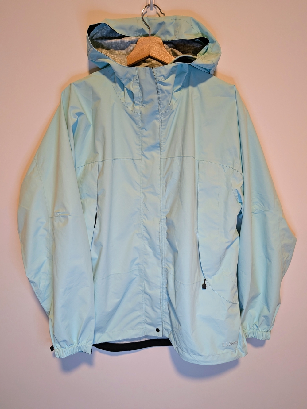 L.L.Bean Women's Hooded Rain Jacket Light Blue Size XL